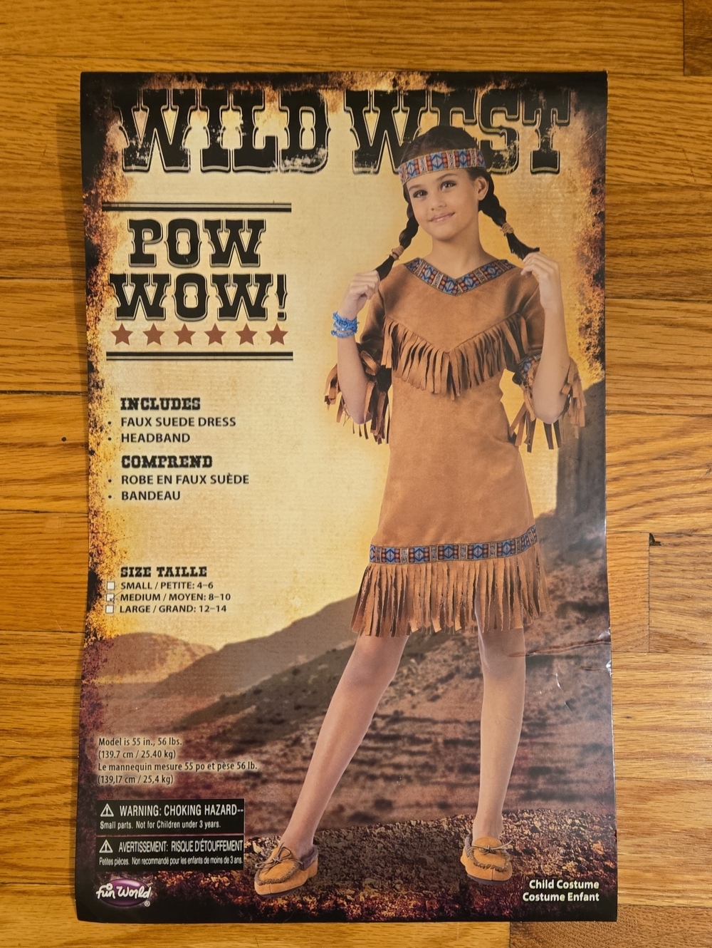 NWOT Girls Native American Costume Sz M (8-10)